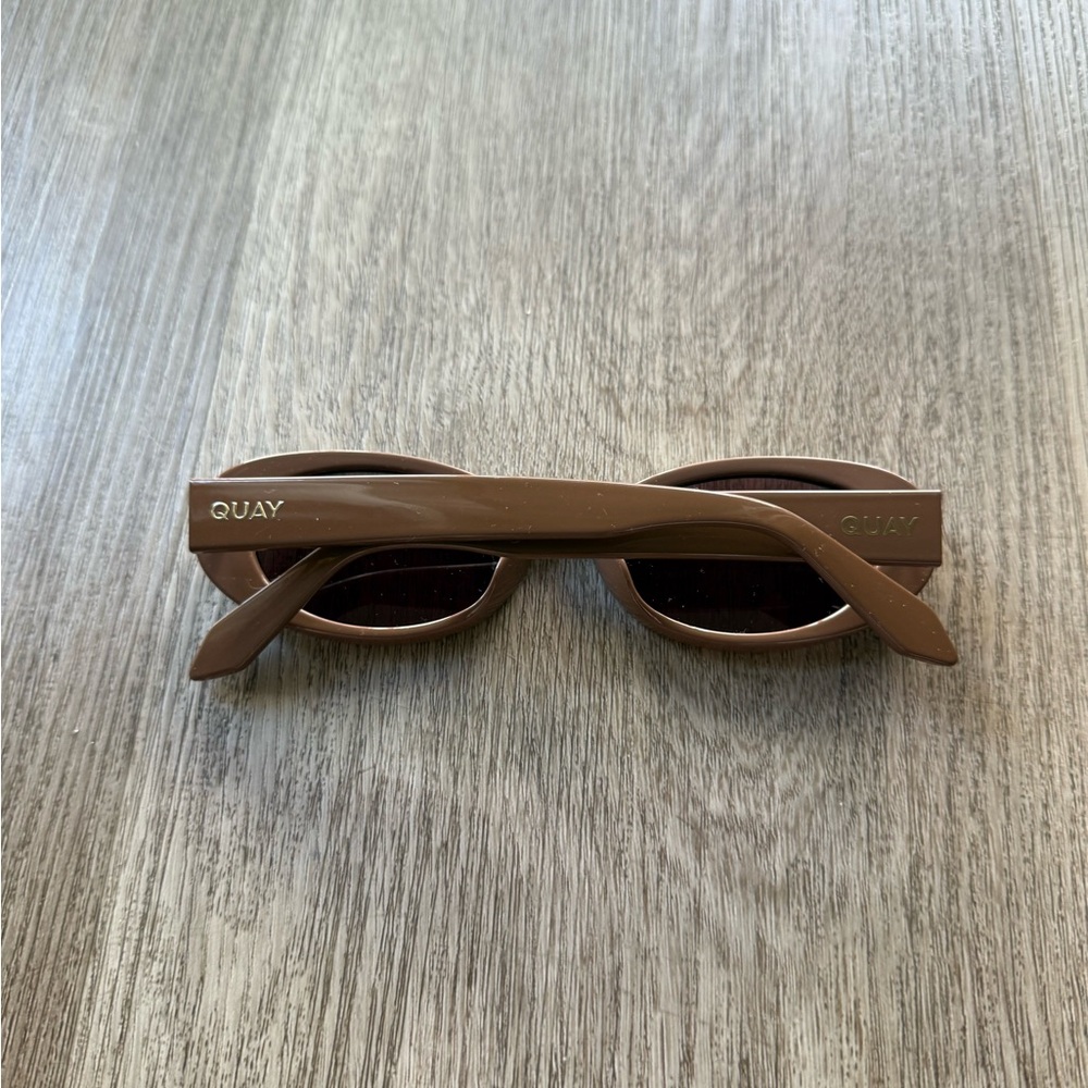 quay australia felt cute brown retro oval round narrow y2k modern sunglasses NEW - Picture 2 of 3